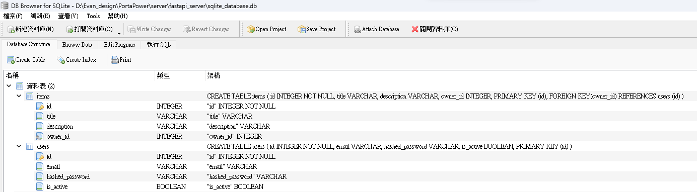 create sqlite db